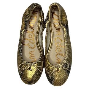 Sam Edelman Women’s Gold Snake Print Felicia Ballet Flats Size 6